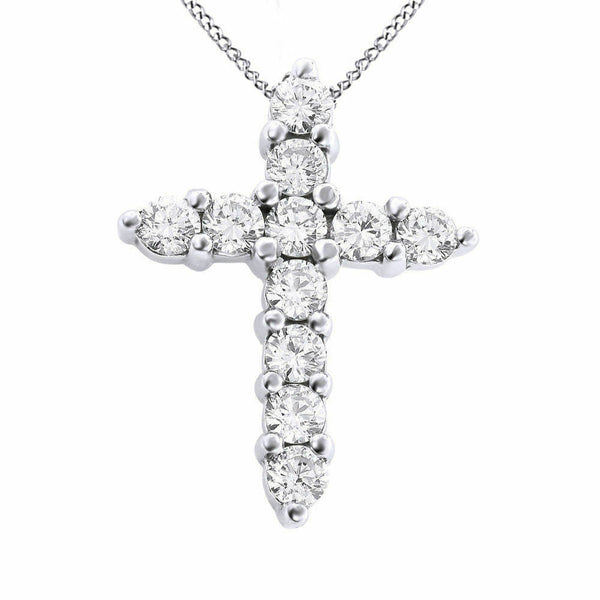 Round Cross Pendent White 3.00 Ct. Moissanite Pendent by Black Jack