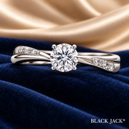 0.56 Ct Twisted Pavé Solitaire Round Cut Memory Diamond Ring – Lab-Grown Diamond from Personal Carbon in 14K White Gold