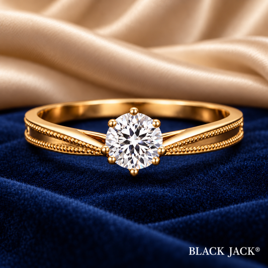 1.00 Ct Beaded Edge Solitaire Round Cut Memory Diamond Ring – Lab-Grown Diamond from Personal Carbon in 14K Yellow Gold