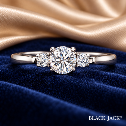 0.60 Ct Three Stone Round Cut Memory Diamond Ring – Lab-Grown Diamond from Personal Carbon in 14K White Gold