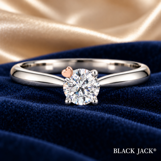 0.50 Ct Heart Accent Solitaire Round Cut Memory Diamond Ring – Lab-Grown Diamond from Personal Carbon in 14K White Gold