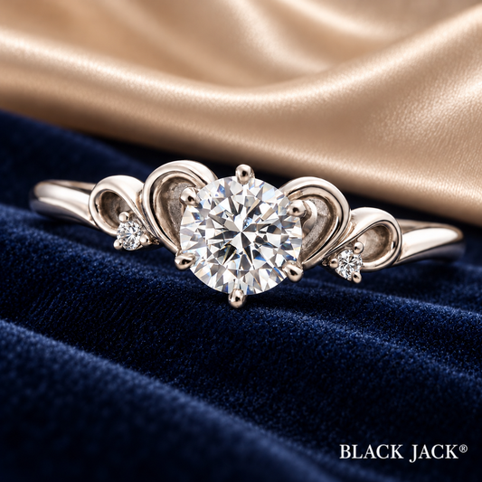 0.54 Ct Floral Scroll Solitaire Round Cut Memory Diamond Ring – Lab-Grown Diamond from Personal Carbon in 14K White Gold