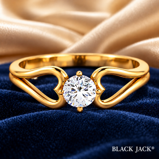 0.50 Ct Heart Bypass Solitaire Round Cut Memory Diamond Ring – Lab-Grown Diamond from Personal Carbon in 14K Yellow Gold