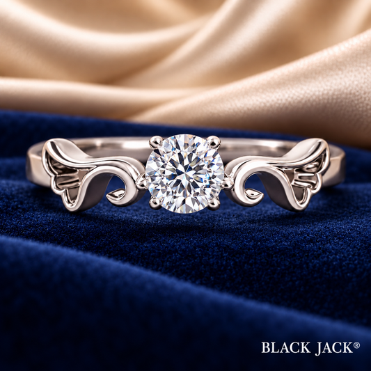 0.50 Ct Floral Scroll Solitaire Round Cut Memory Diamond Ring – Lab-Grown Diamond from Personal Carbon in 14K White Gold