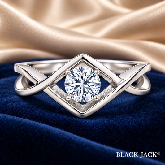 1.00 Ct Geometric Bypass Round Cut Memory Diamond Ring – Ashes to Diamond Ring in 14K White Gold