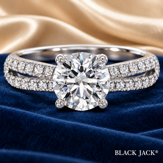 2.40 Ct Double Pavé Round Cut Memory Diamond Ring – Ashes to Diamond Ring in 14K White Gold