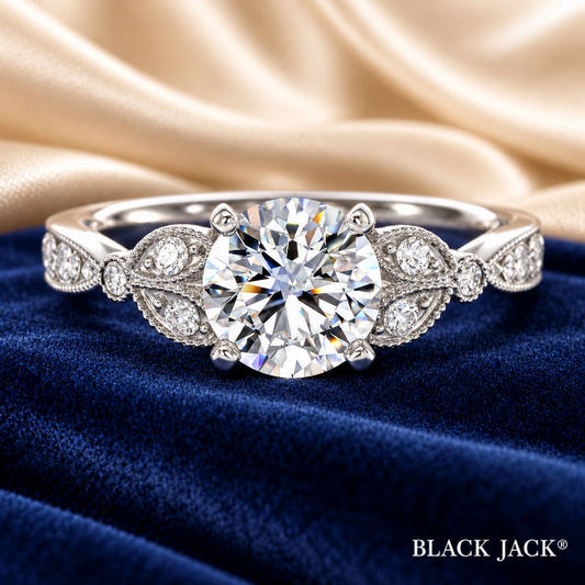 1.25 Ct Vintage Floral Round Cut Memory Diamond Ring – Ashes to Diamond Ring in 14K White Gold