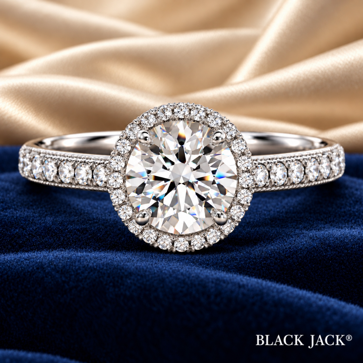 2.40 Ct Round Halo Ring with Round Cut Main Diamond & Round Side Diamonds – Lab Grown Ashes to Diamond Memory Ring in 14K Gold