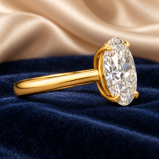 3.00 Ct Classic Solitaire Oval Cut Memory Diamond Ring – Lab-Grown Diamond from Personal Carbon in 14K Yellow Gold