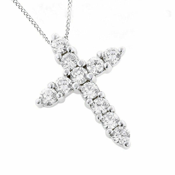 2.00 Ct. Round Cross Pendent White Moissanite Pendent by Black Jack