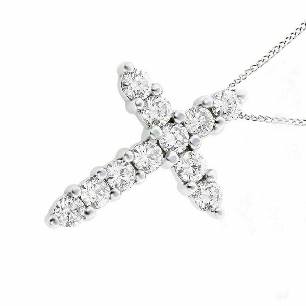 2.00 Ct. Round Cross Pendent White Moissanite Pendent by Black Jack