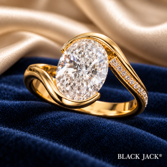 Oval Cut Memory Diamond Ring – 1.70 Ct Ashes to Diamond Ring in 14K Yellow Gold