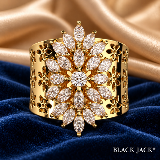 1.30 Ct Marquise Cut Floral Cluster Memory Diamond Ring – Ashes to Diamond Ring in 14K Yellow Gold