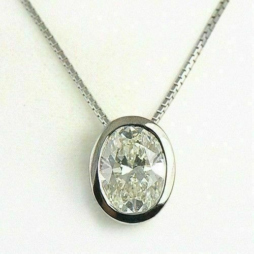 3.00 Ct. White Oval Cut Moissanite Pendent by Black Jack