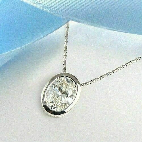 3.00 Ct. White Oval Cut Moissanite Pendent by Black Jack