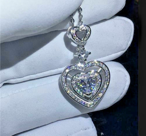 3.50 Ct. White Heart Shape Moissanite Pendent by Black Jack