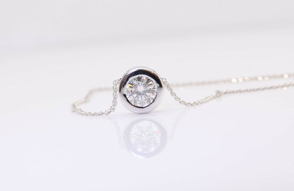 2.00 Ct. White Round Cut Moissanite Pendent by Black Jack