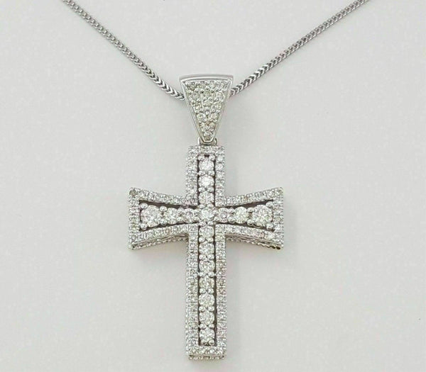 3.00 Ct. White Round Cut Moissanite Cross Pendent by Black Jack