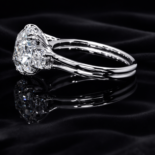 Round Brilliant with Round Side Three Stones Diamond memorial jewelry Ring