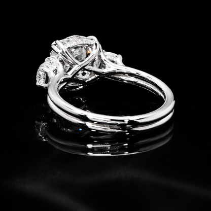 7.00 Carat Lab-Grown Diamond Three Stone Engagement Ring – Round Brilliant with Round Side Stones in 14K White Gold IGI Certified