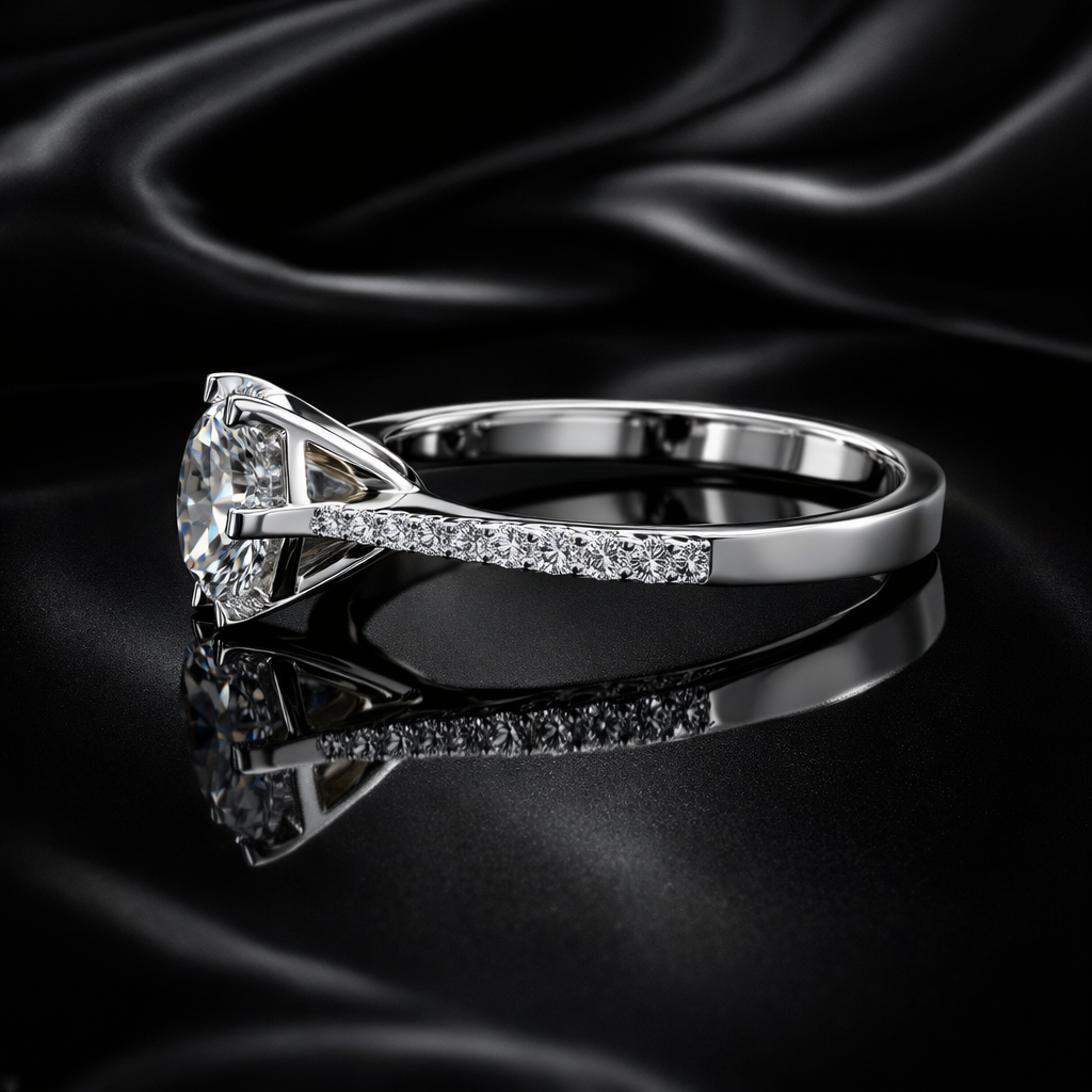 5.80 Carat Lab-Grown Diamond Solitaire Engagement Ring – Round Brilliant with Pavé Band in 14K White Gold IGI Certified