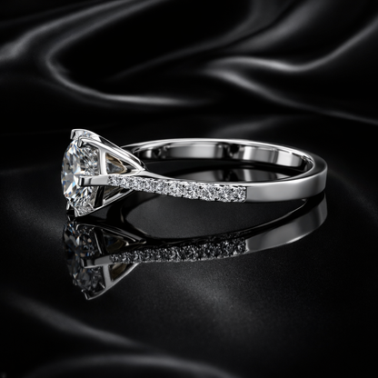 5.80 Carat Lab-Grown Diamond Solitaire Engagement Ring – Round Brilliant with Pavé Band in 14K White Gold IGI Certified