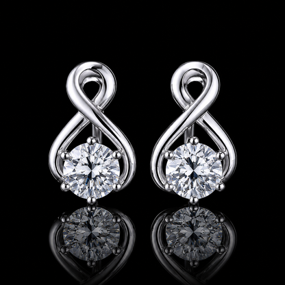 2.00 Ct Ashes Diamond Infinity Stud Earrings IGI Certified Pet Cremation Jewelry 14K White Gold Memorial Earrings Black Jack