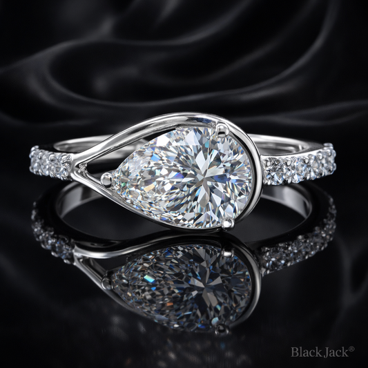 5.60 Carat Lab-Grown Diamond Bypass Engagement Ring – Pear Cut in 14K White Gold IGI Certified