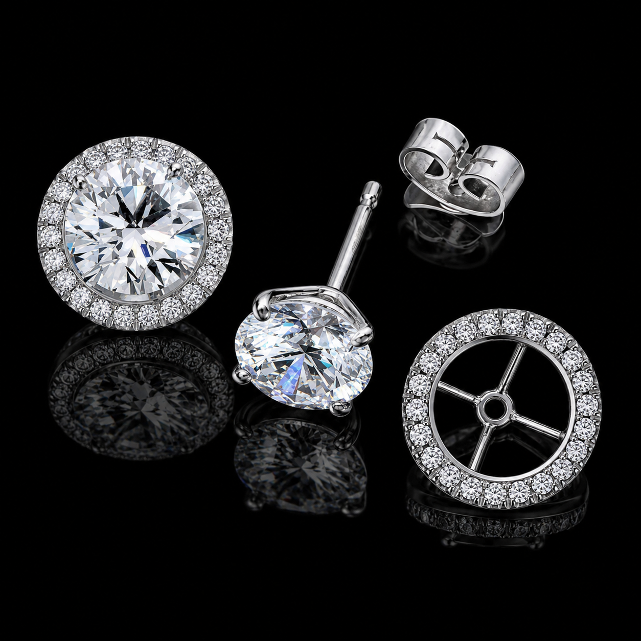 2.00 Ct Keepsake Diamond Halo Stud Earrings IGI Certified  Jewelry 14K White Gold Memorial Earrings Black Jack