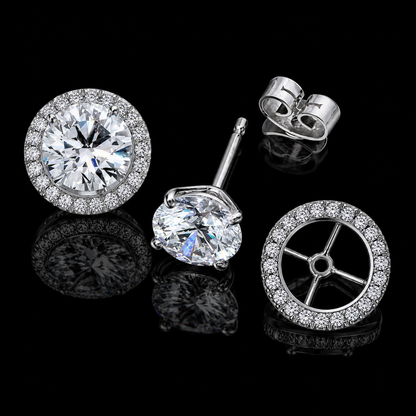 2.00 Ct Keepsake Diamond Halo Stud Earrings IGI Certified  Jewelry 14K White Gold Memorial Earrings Black Jack