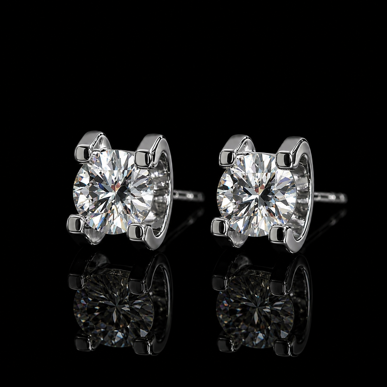 2.00 Ct Cremation Diamond Solitaire Stud Earrings IGI Certified  Jewelry 14K White Gold Memorial Earrings Black Jack