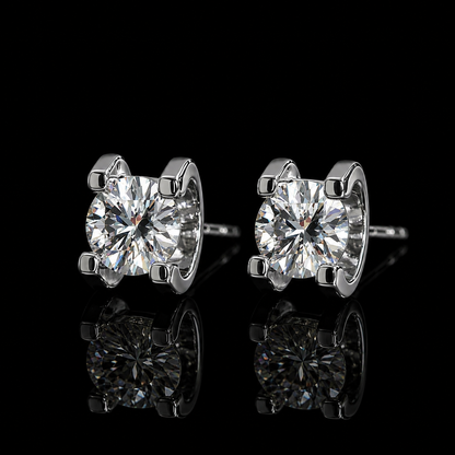 2.00 Ct Cremation Diamond Solitaire Stud Earrings IGI Certified  Jewelry 14K White Gold Memorial Earrings Black Jack