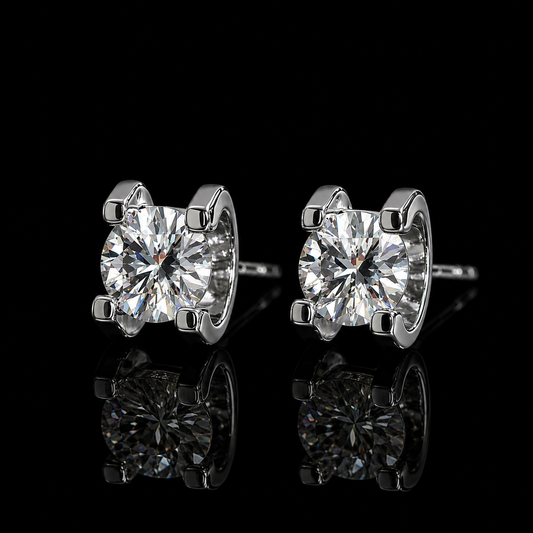 2.00 Ct Cremation Diamond Solitaire Stud Earrings Jewelry 14K White Gold Memorial Earrings Black Jack