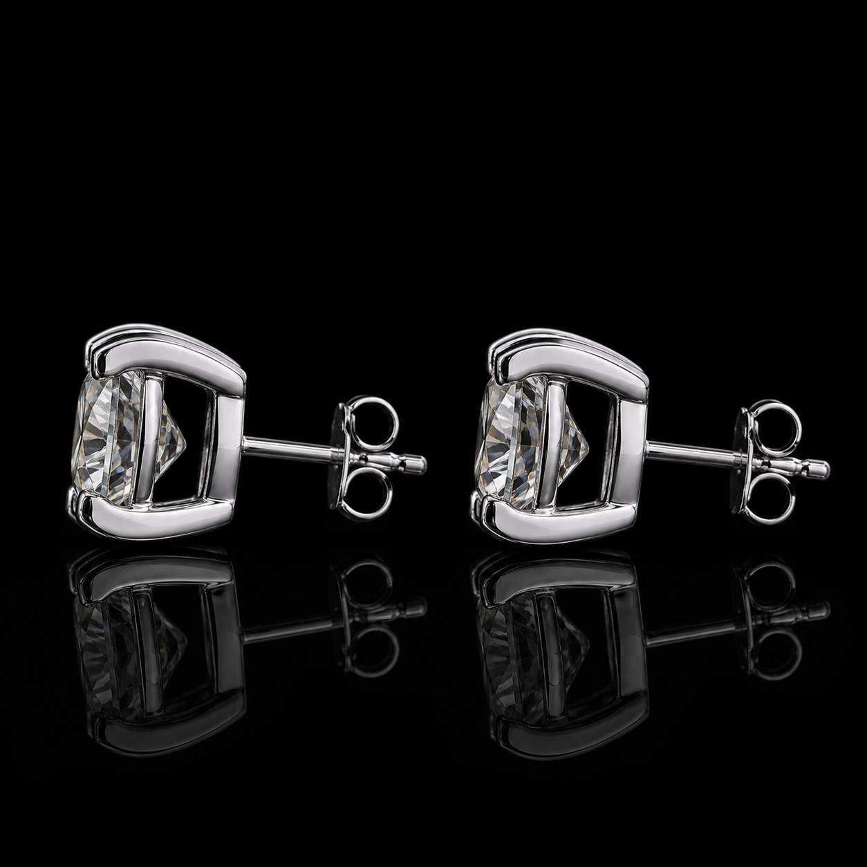 2.00 Ct Cremation Diamond Solitaire Stud Earrings IGI Certified  Jewelry 14K White Gold Memorial Earrings Black Jack