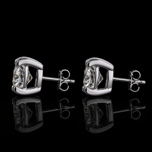 2.00 Ct Cremation Diamond Solitaire Stud Earrings Jewelry 14K White Gold Memorial Earrings Black Jack