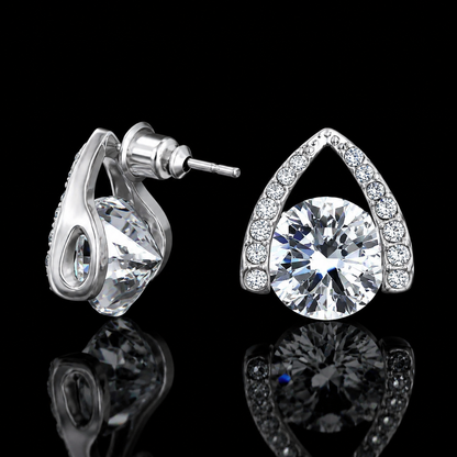 2.20 Ct Cremation Diamond Stud Earrings Pet Ashes Diamond 14K White Gold Memorial Jewelry Black Jack