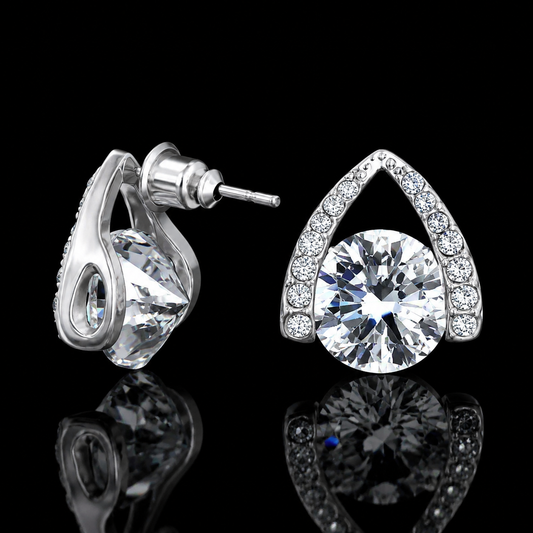 2.20 Ct Cremation Diamond Stud Earrings Pet Ashes Diamond 14K White Gold Memorial Jewelry Black Jack