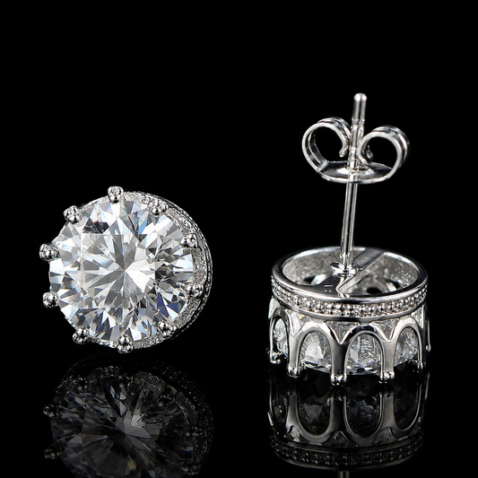 4.20 Ct Ashes Diamond Stud Earrings Pet Memorial Diamond 14K White Gold Memorial Jewelry Black Jack