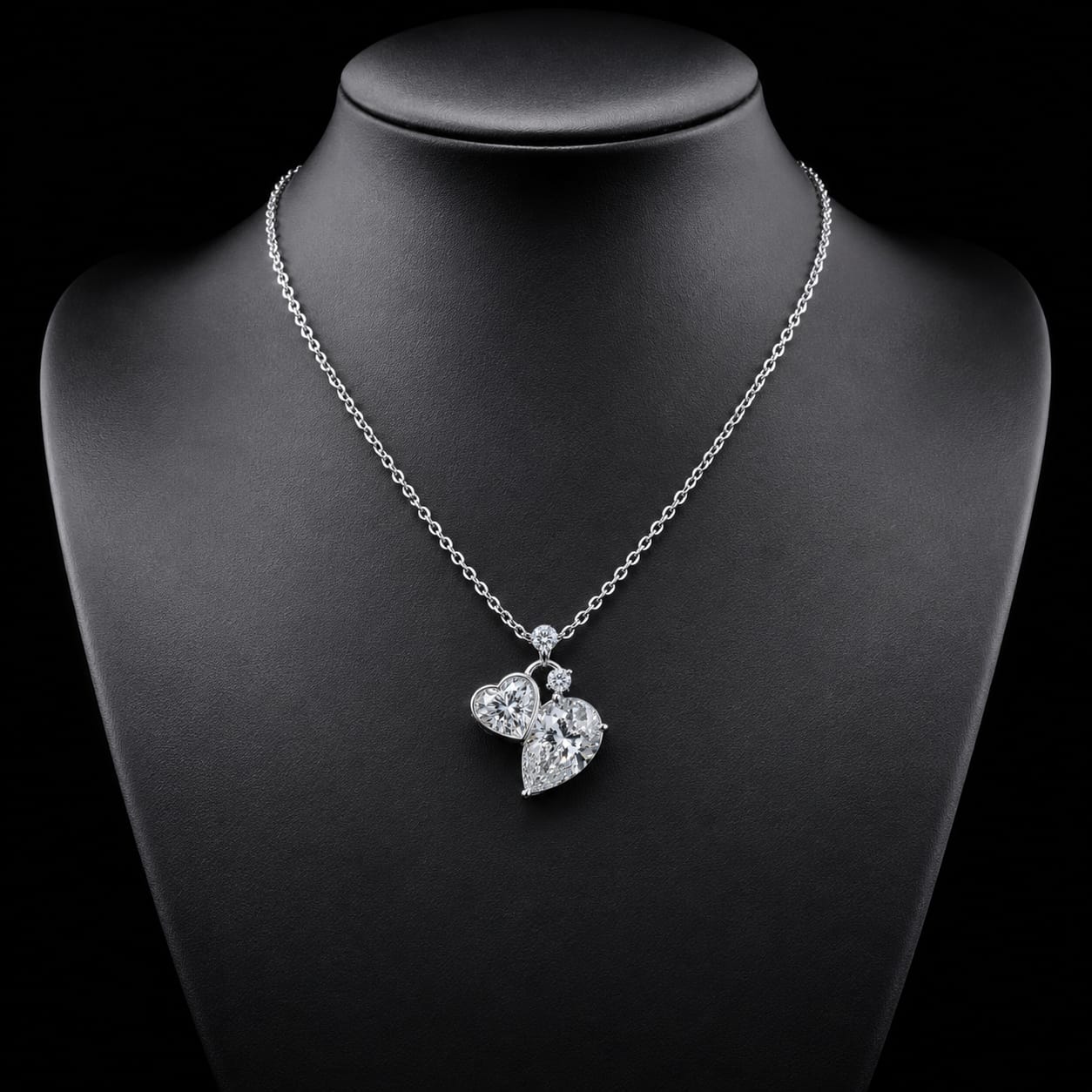 2.10 Ct Heart Memory Diamond Pendant Pet Cremation Diamond 14K White Gold Memorial Jewelry Black Jack
