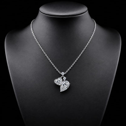 2.10 Ct Heart Memory Diamond Pendant Pet Cremation Diamond 14K White Gold Memorial Jewelry Black Jack