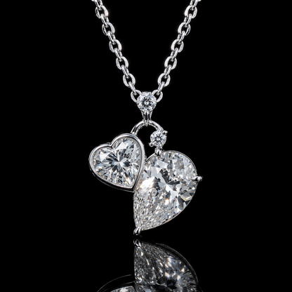 2.10 Ct Heart Memory Diamond Pendant Pet Cremation Diamond 14K White Gold Memorial Jewelry Black Jack
