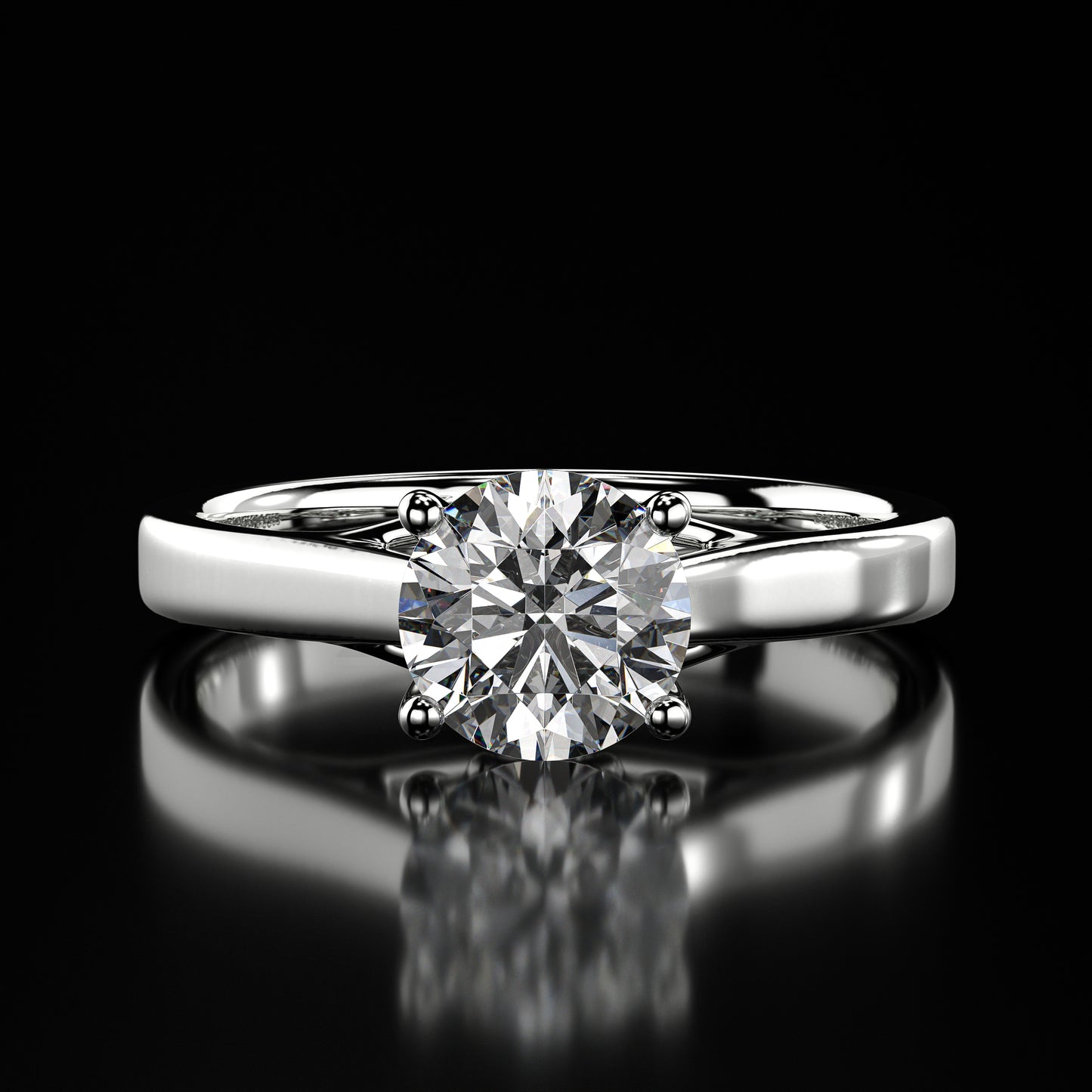 1.25 Carat Lab-Grown Diamond Solitaire Engagement Ring Round Cut in 14K White Gold