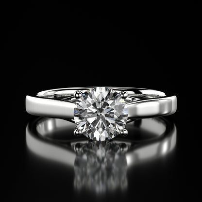 1.25 Carat Lab-Grown Diamond Solitaire Engagement Ring Round Cut in 14K White Gold