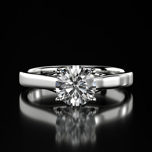 1.25 Carat Lab-Grown Diamond Solitaire Engagement Ring Round Cut in 14K White Gold