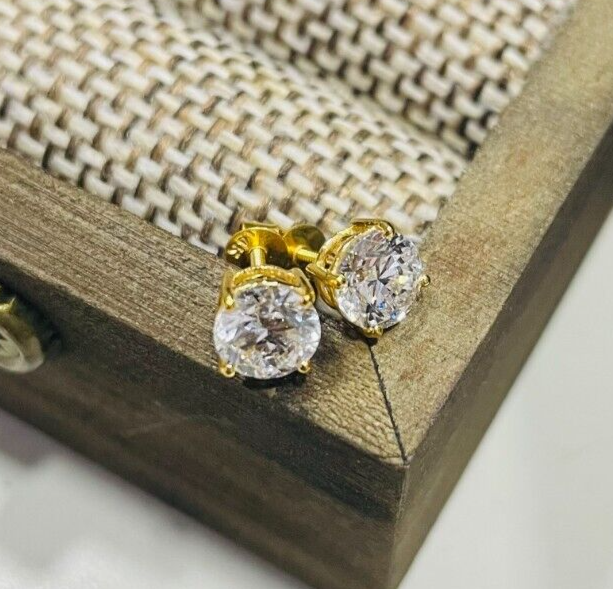 4mm Lab-Created Diamond Stud Earrings In 14k Yellow Gold – .50 Ctw, Sophie's Gems
