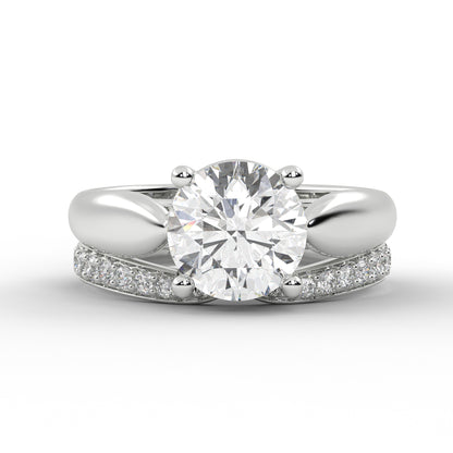 2.15 Ct Round Cut VS1/EF Lab Grown Diamond Engagement Ring Set 14K White Gold