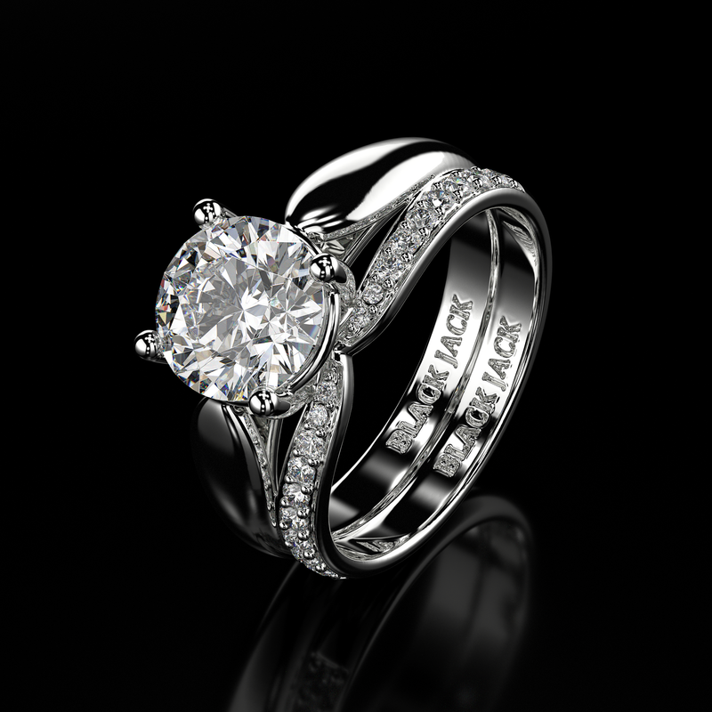 2.15 Ct Round Cut VS1/EF Lab Grown Diamond Engagement Ring Set 14K White Gold