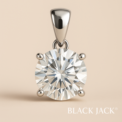 2 CT Round Moissanite Pendant – 14K White Gold Plated on Sterling Silver Necklace | Brilliant Cut Lab Gemstone Jewelry
