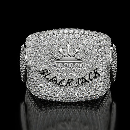 BlackJack® 6.00 ct. Real Moissanite Studded Men's Hip Hop Ring in 925 Silver