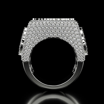 BlackJack® 6.00 ct. Real Moissanite Studded Men's Hip Hop Ring in 925 Silver